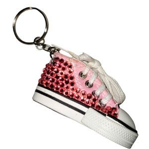 Cute Pink Jeweled Converse Style Tennis Shoe Bag Charm / Keychain Unbranded NEW!